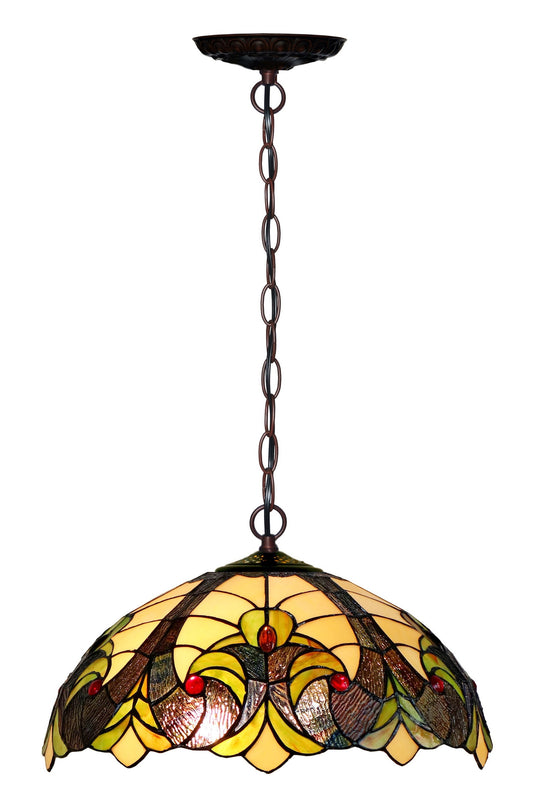 16" Amor Green Brown Tiffany Pendant Light