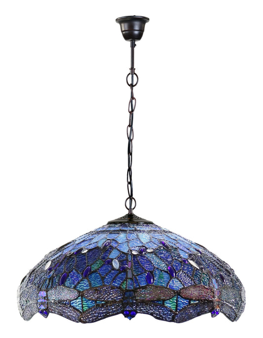 Large 20" Blue Dragonfly Style Tiffany Pendant Light Down light