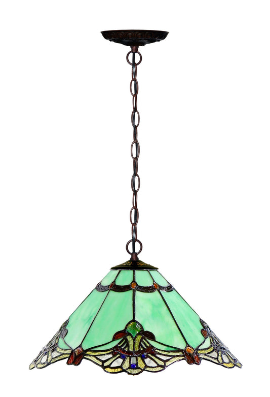 14" Green Jewel Carousel Tiffany Stained Glass Shade Downlight Tiffany Pendant Lights