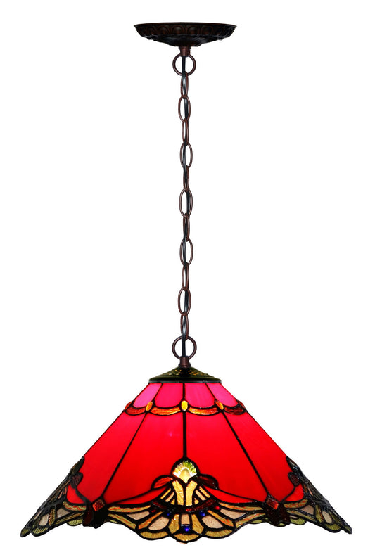 14" Red Jewel Carousel Tiffany Stained Glass Shade Downlight Tiffany Pendant Lights