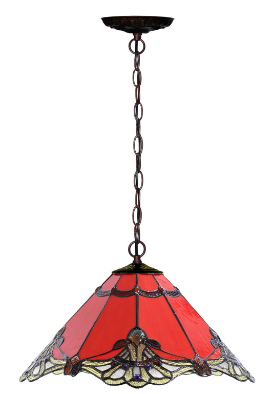 14" Red Jewel Carousel Tiffany Stained Glass Shade Downlight Tiffany Pendant Lights