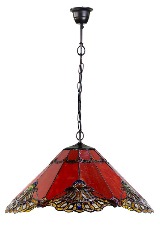 Large 20 " Red Baroque Style Tiffany Pendant Light