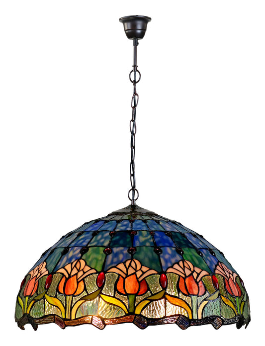 Large 20" Blue Tulip Style Tiffany Pendant Light Down light