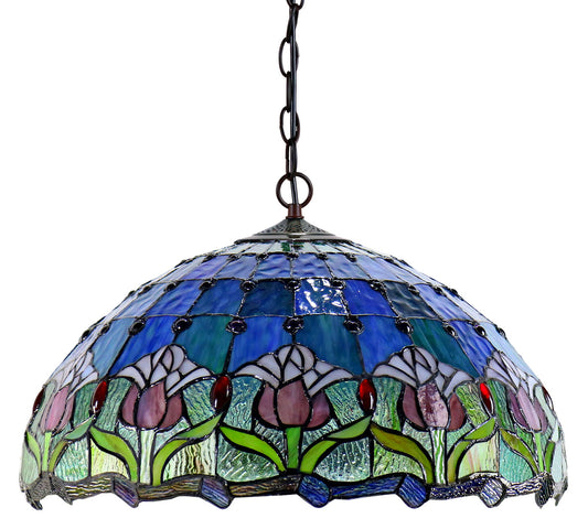 Large 20" Blue Tulip Style Tiffany Pendant Light Down light