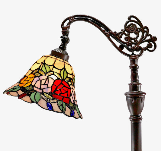 New Arrivals@Rose Style Leadlight Stained Glass Bridge Arm Tiffany Floor Lamp