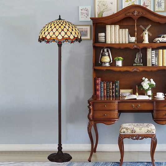 High Quality 18" Beaded Stained Glass Tiffany Floor Lamp