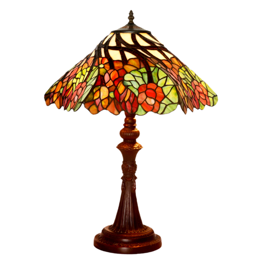 Large 16" Wisteria Flower Stained Glass Tiffany Table Lamp