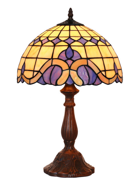 12" Purple Baroque Tiffany Style Tiffany Bedside Lamp