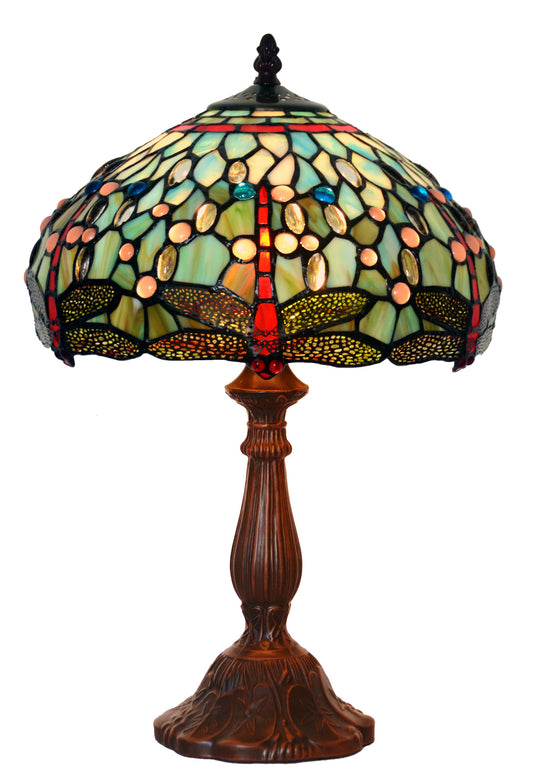12" Blue Dragonfly Style Tiffany Bedside Lamp