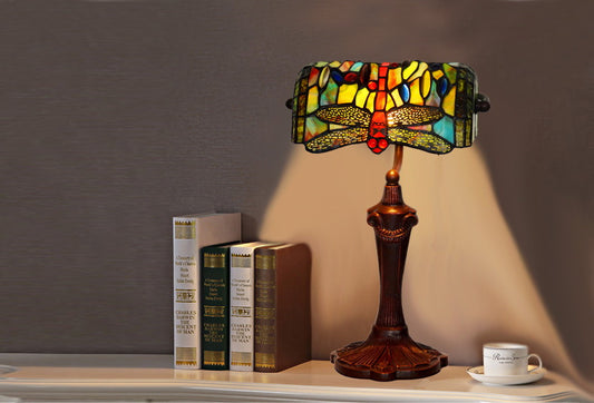 Blue Dragonfly Style Tiffany Banker Lamp