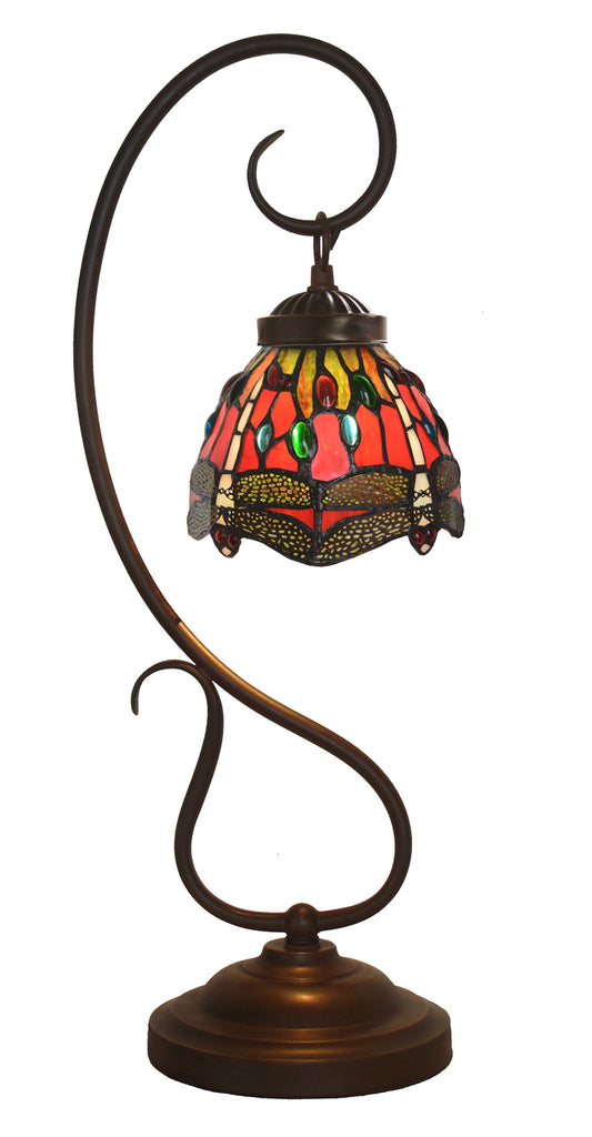 Red Dragonfly Tiffany Accent Table Lamp