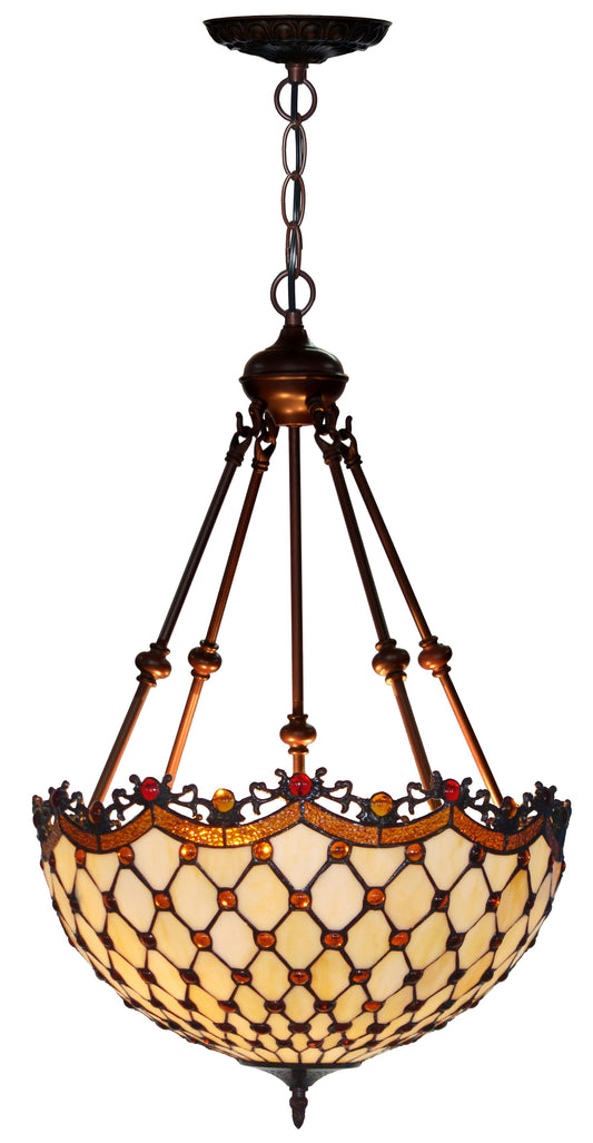 Huge Size Fabulous 18" Beaded Tiffany Uplihgter Pendant Lights