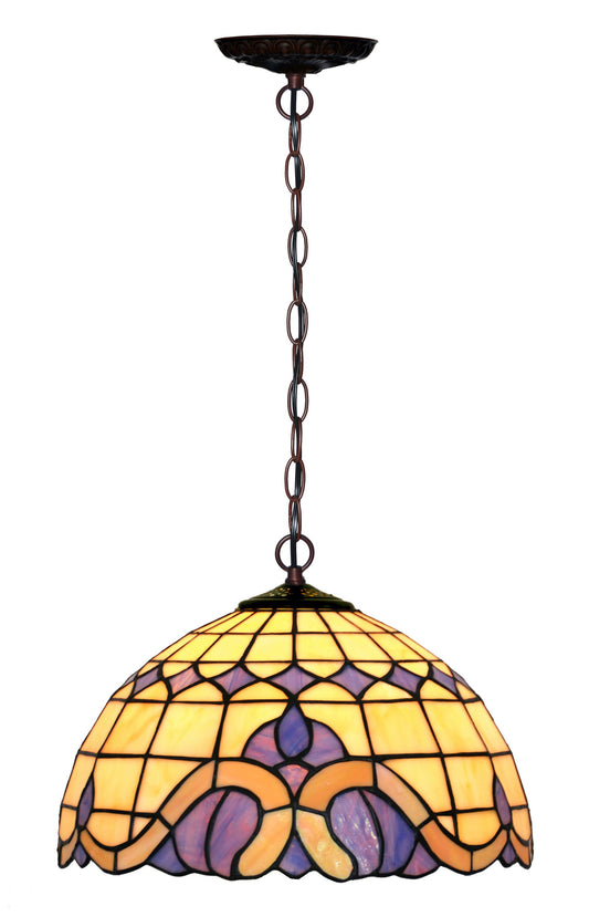 12" Baroque Style Stained Glass Cafe Tiffany Hanging Light
