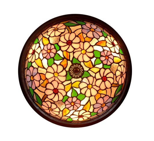 Large 3 lights Garden Cosmos Tiffany Style Flush Mount Ceiling Lights