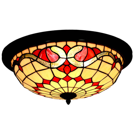 Large 3 lights Baroque Tiffany Style Flush Mount Ceiling Lights