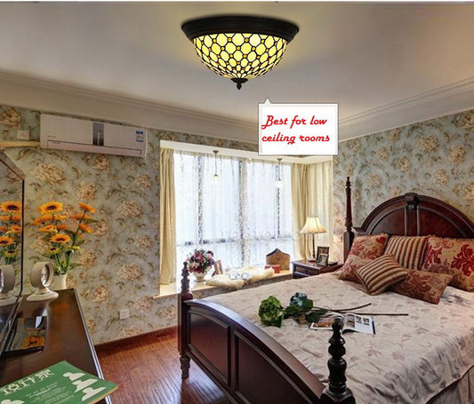 Elegant Bead Tiffany Style Flush Mount Ceiling Lights