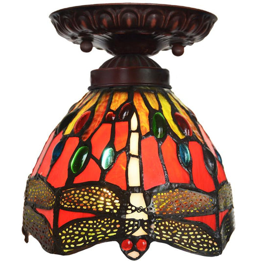 Small Dragonfly Red Tiffany Style downlight Ceiling Lights