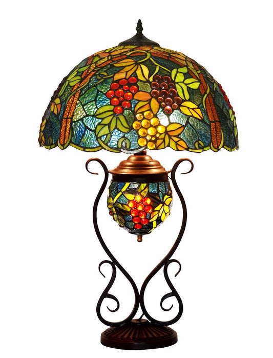 Limited Edition@Huge Tiffany Reproduction Double Lights Traditional Grape Table Lamp