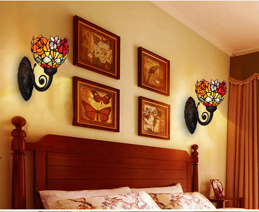 Floral Red Tiffany Wall lights Up lights wall Sconce