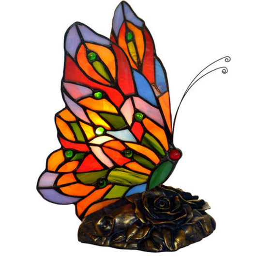 Colorful Butterfly Tiffany Leadlight Stained Glass Art Deco Table Lamp