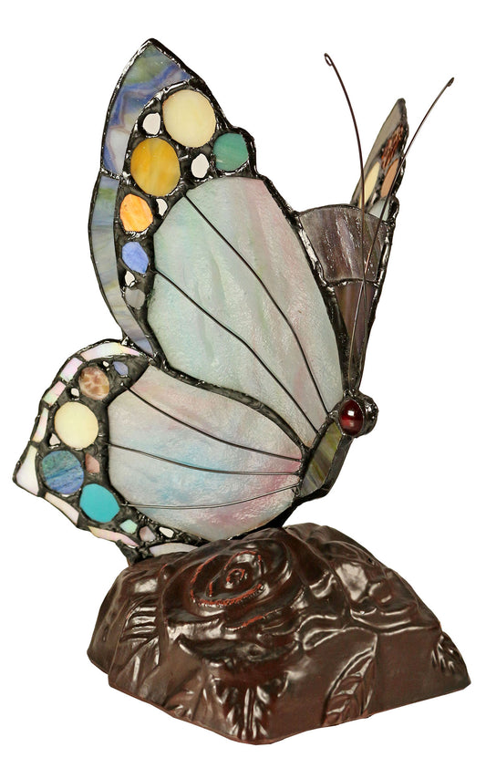 Elegant Green Butterfly Tiffany Leadlight Stained Glass Art Deco Table Lamp