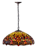 Large 18" Green Dragonfly Stained Glass Leadlight Tiffany Pendant Light