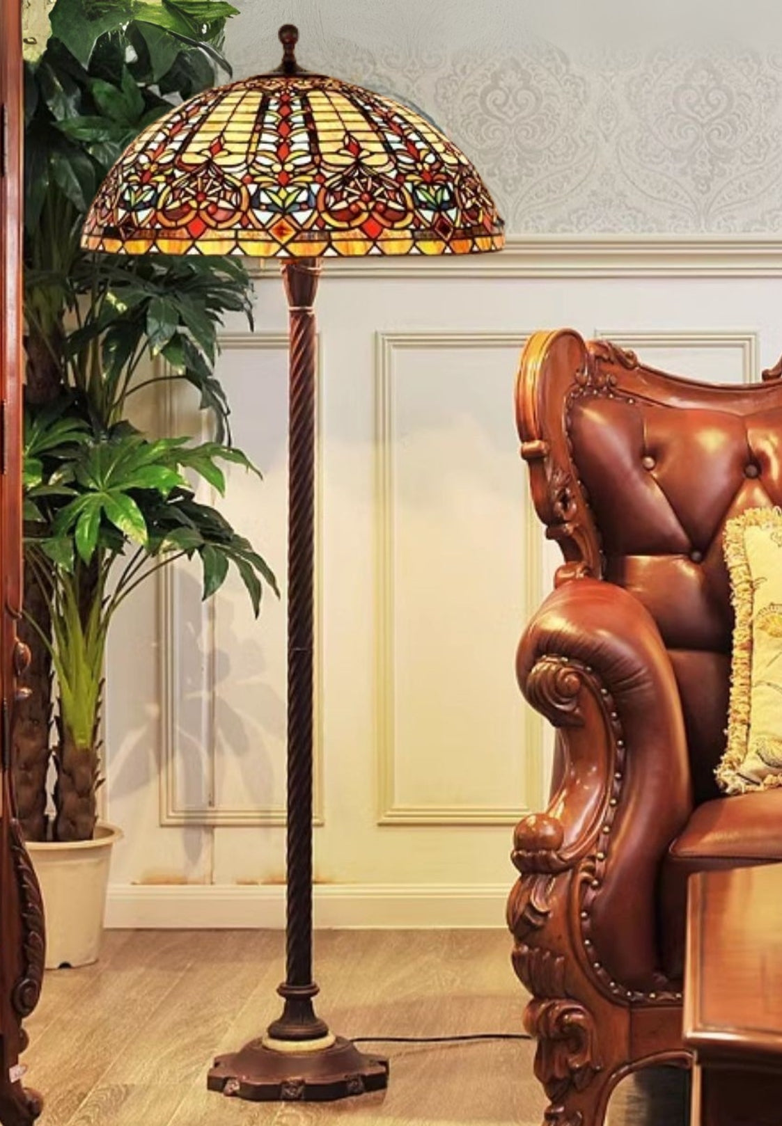 Gorgeous Huge 22" Baroque style Tiffany Floor Lamp (only 1)