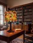 Museum Quality apple blossom Tiffany Stained Glass Table Lamp with Trunk Base