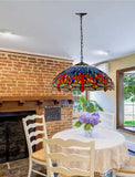 Large 18" Blue Dragonfly Stained Glass Leadlight Tiffany Pendant Light