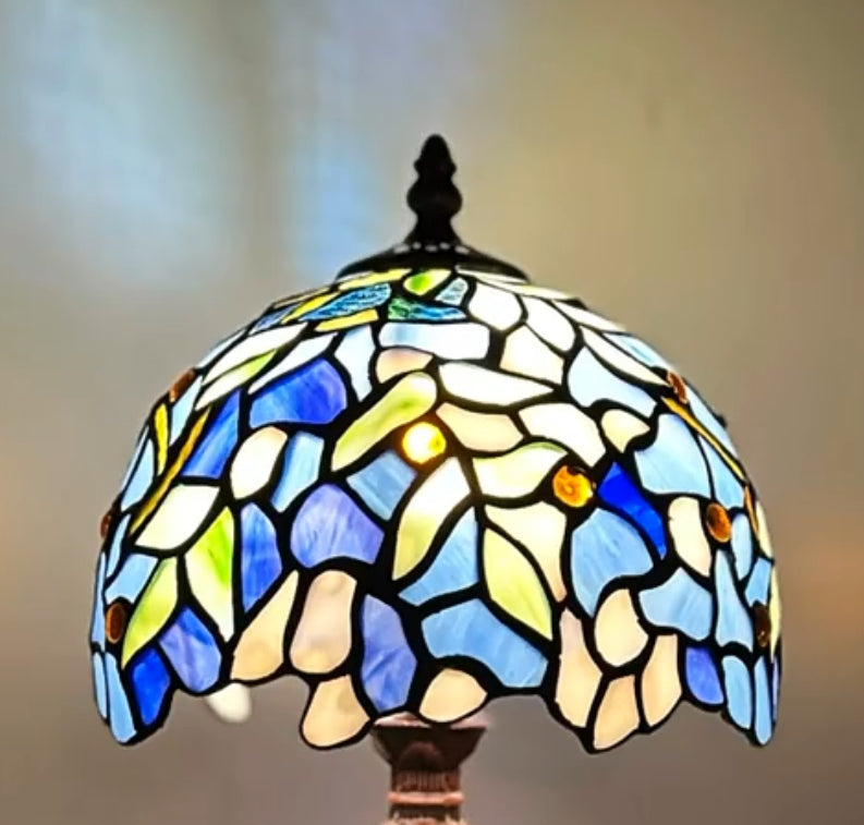 Classical 8" Blue Wisteria Style Tiffany Mini Table Lamp