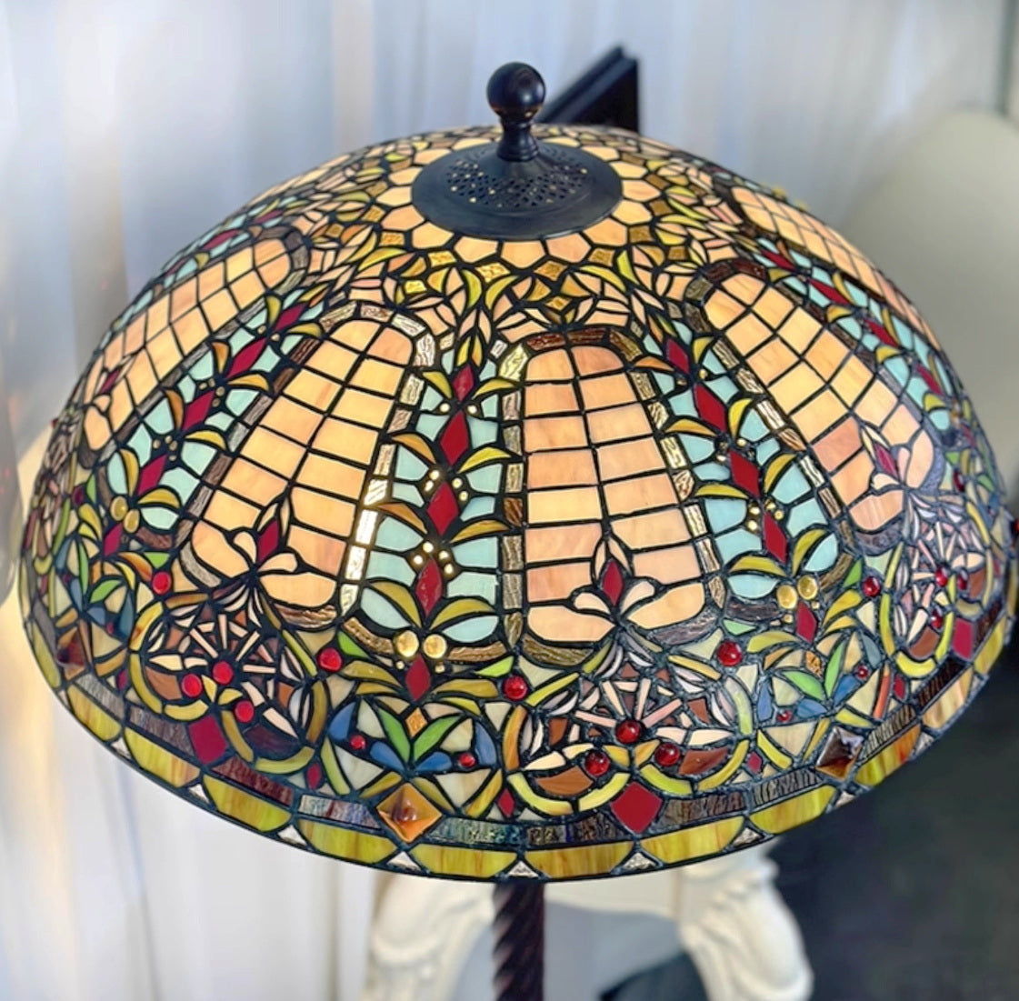 Gorgeous Huge 22" Baroque style Tiffany Floor Lamp (only 1)