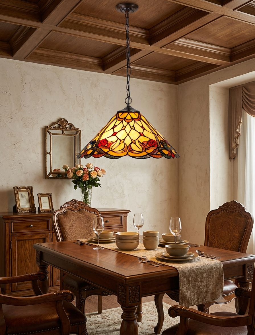 16" Flower Desert Rose Style Tiffany  Pendant Light