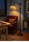 Classic Blue Dragonfly Leadlight Stained Glass Bridge Arm Tiffany  Floor Lamp