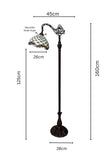 Beige Beaded Leadlight Stained Glass Bridge Arm Tiffany  Floor Lamp