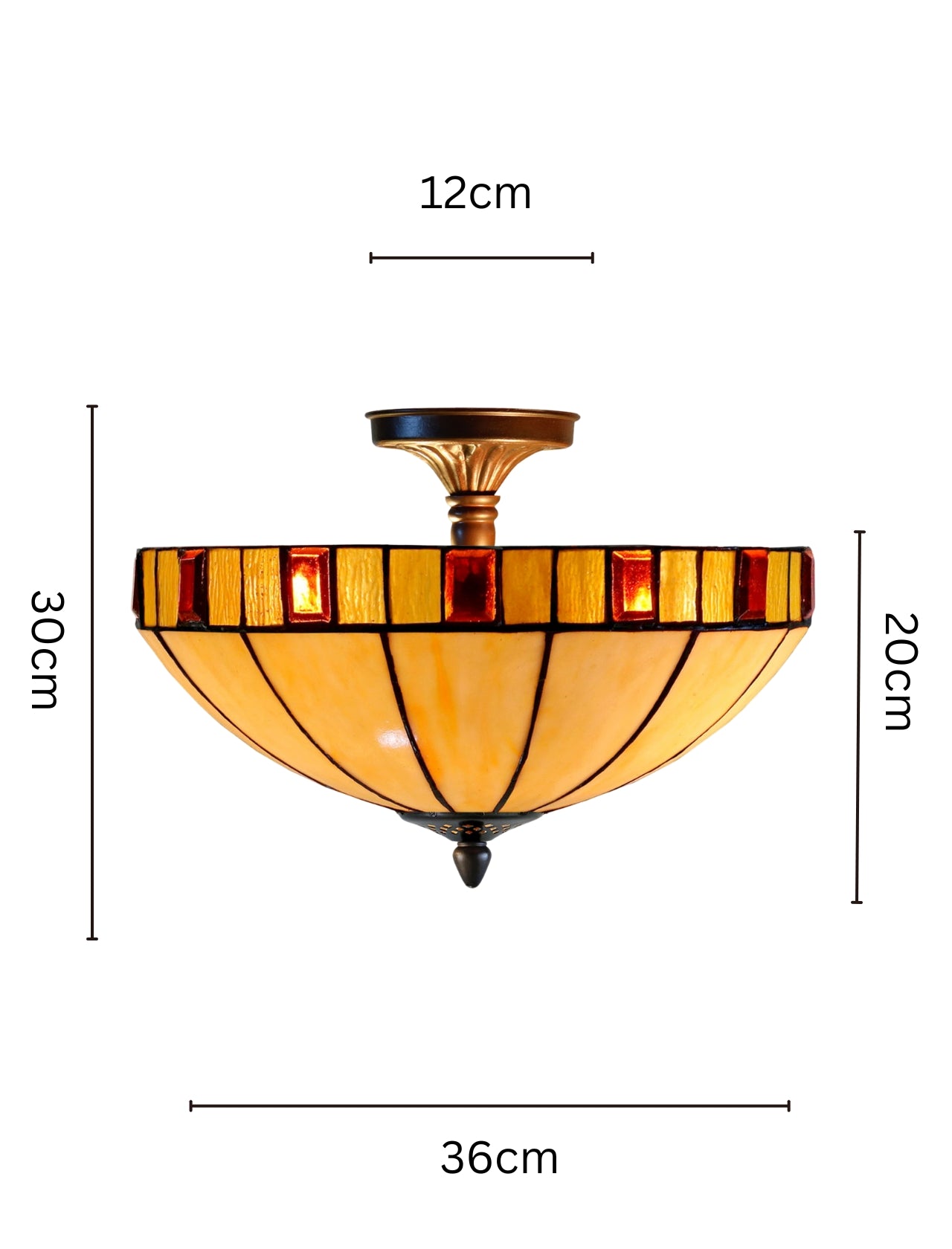 14" Vintage Garnet Glow Tiffany Flush Mount – Perfect for Low Ceilings