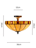 14" Vintage Garnet Glow Tiffany Flush Mount – Perfect for Low Ceilings