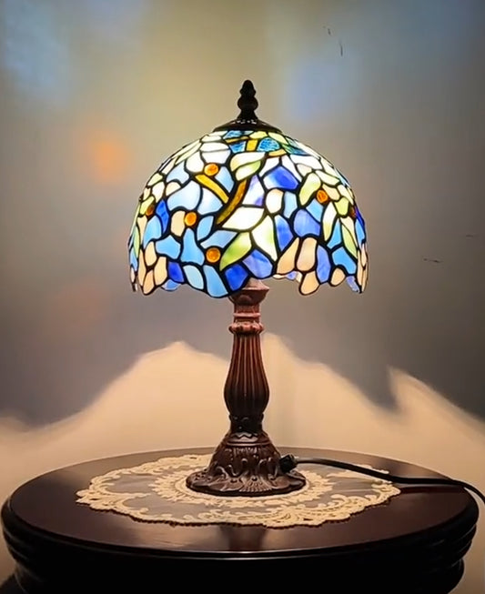 Classical 8" Blue Wisteria Style Tiffany Mini Table Lamp