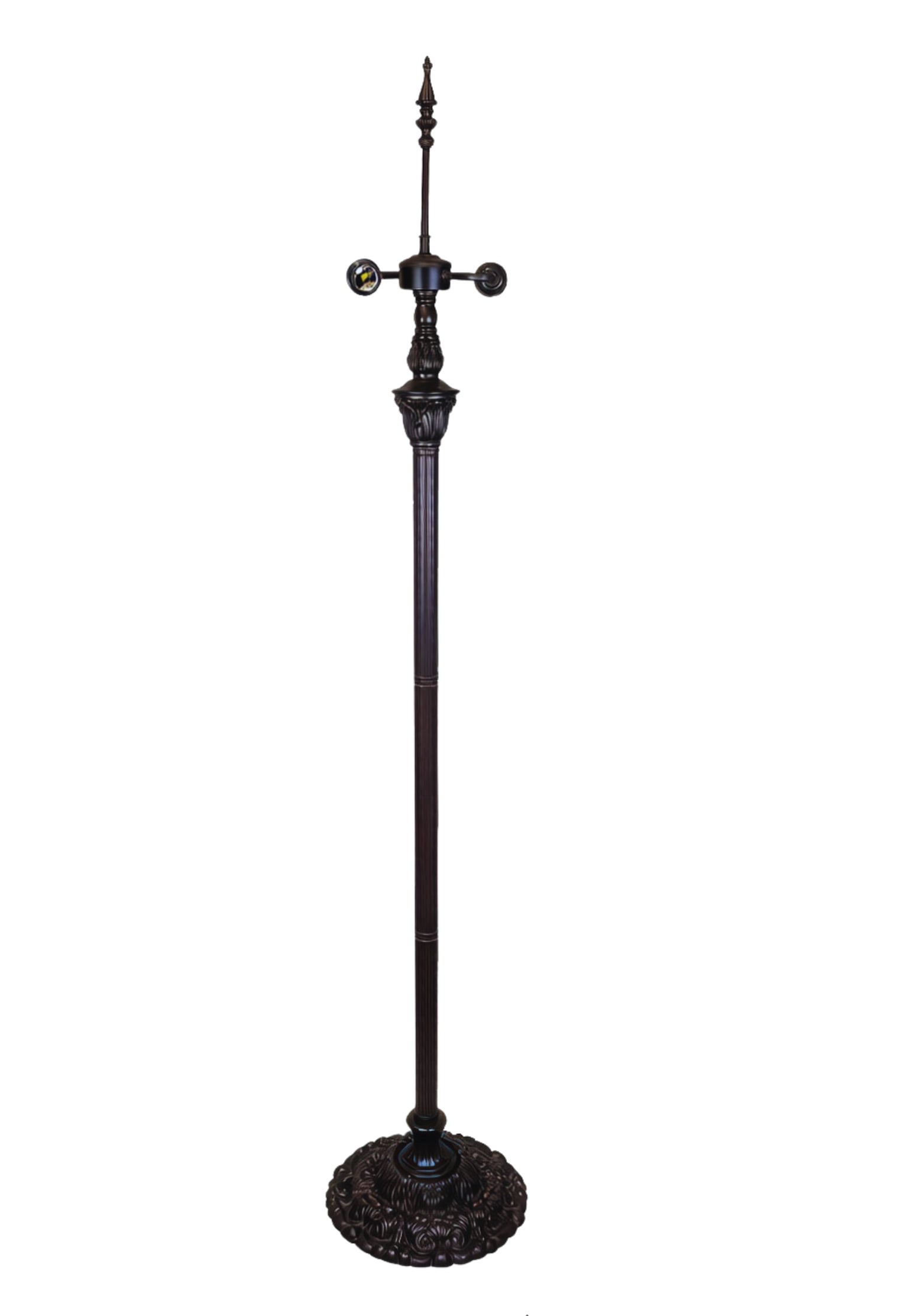 Ornate Antique Bronze Dual-Light Tiffany Floor Lamp Base for 16-20 inches lamp shade