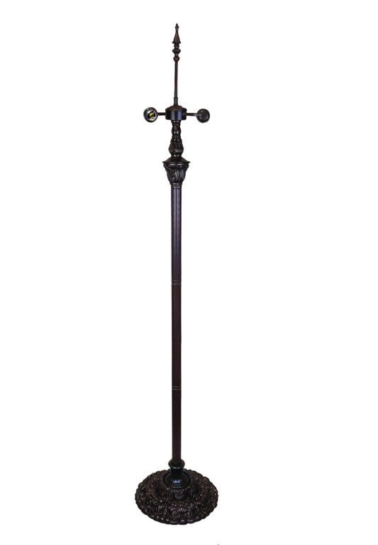 Ornate Antique Bronze Dual-Light Tiffany Floor Lamp Base for 16-20 inches lamp shade