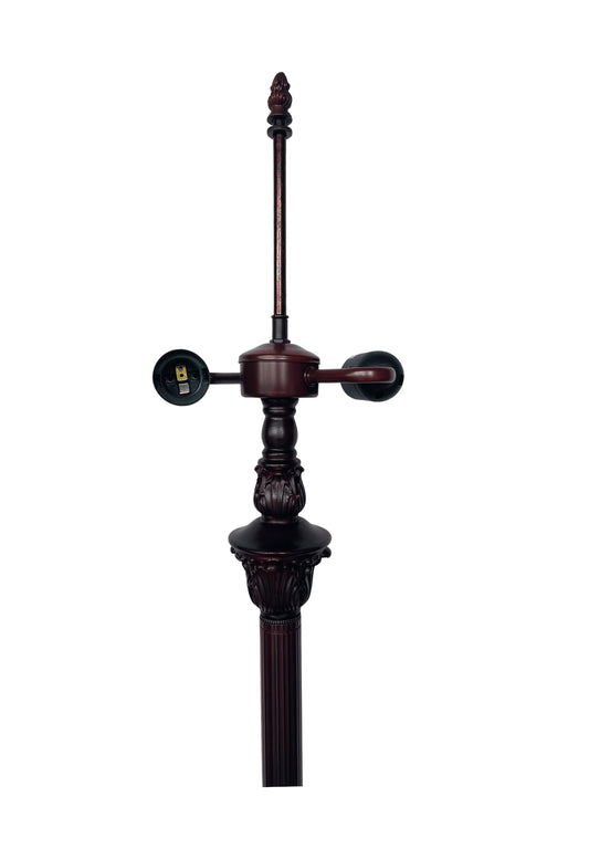 Ornate Antique Bronze Dual-Light Tiffany Floor Lamp Base for 16-20 inches lamp shade