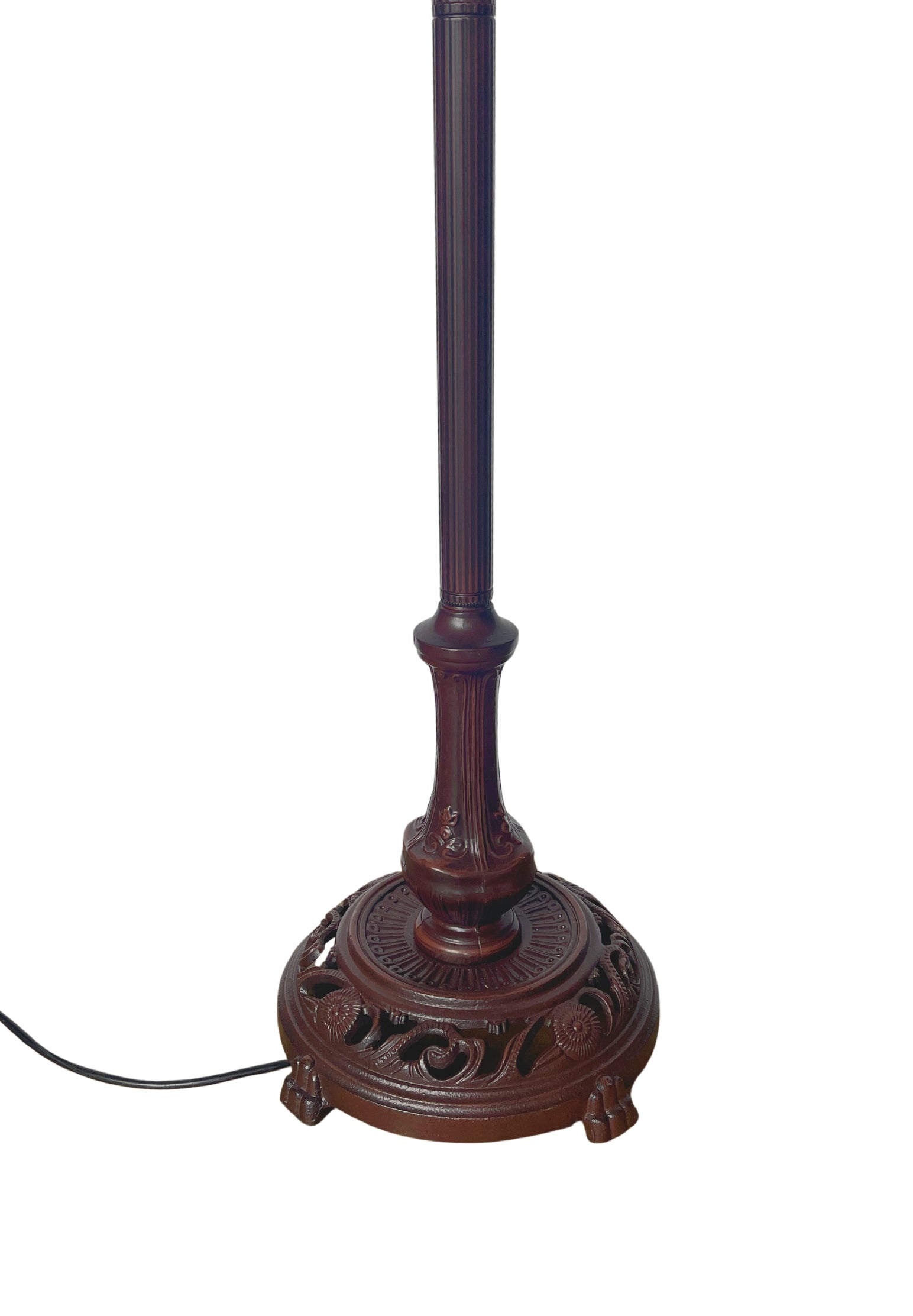 Antique Bronze Scrollwork Dual-Light Tiffany Floor Lamp Base for 16-20 inches lamp shade