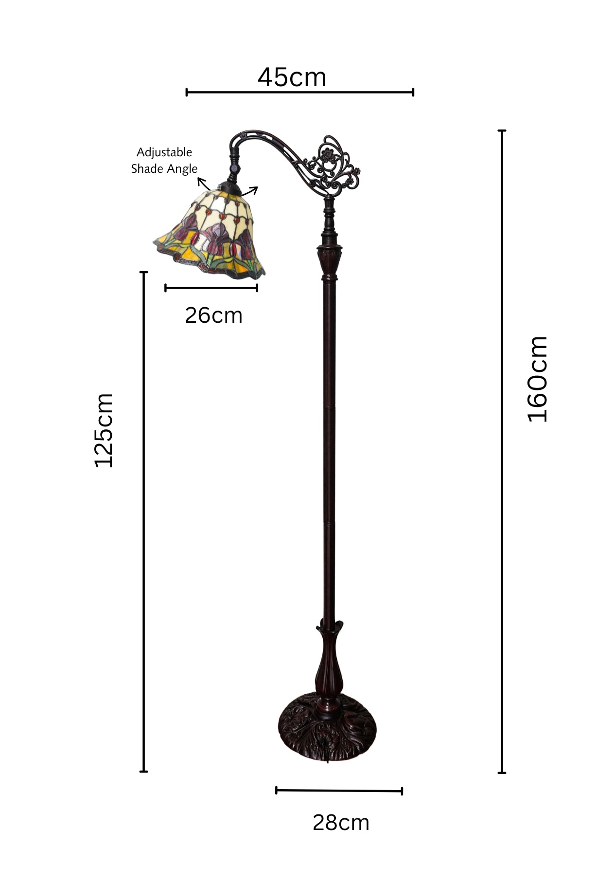 Art Nouveau Tulip Stained Glass Bridge arm Tiffany Floor Lamp
