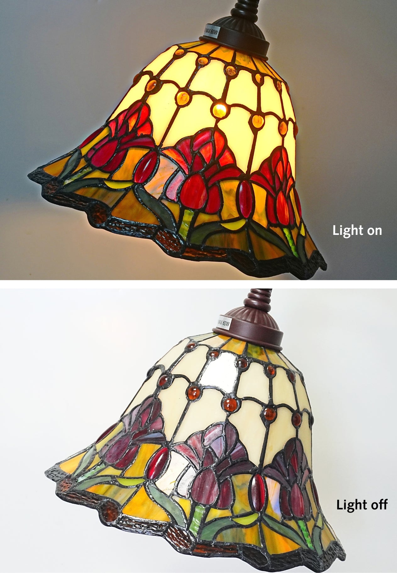 Art Nouveau Tulip Stained Glass Bridge arm Tiffany Floor Lamp