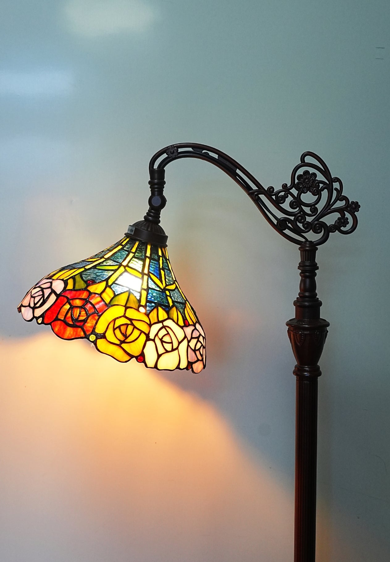 Classical Rose Tiffany Bridge Floor Lamp