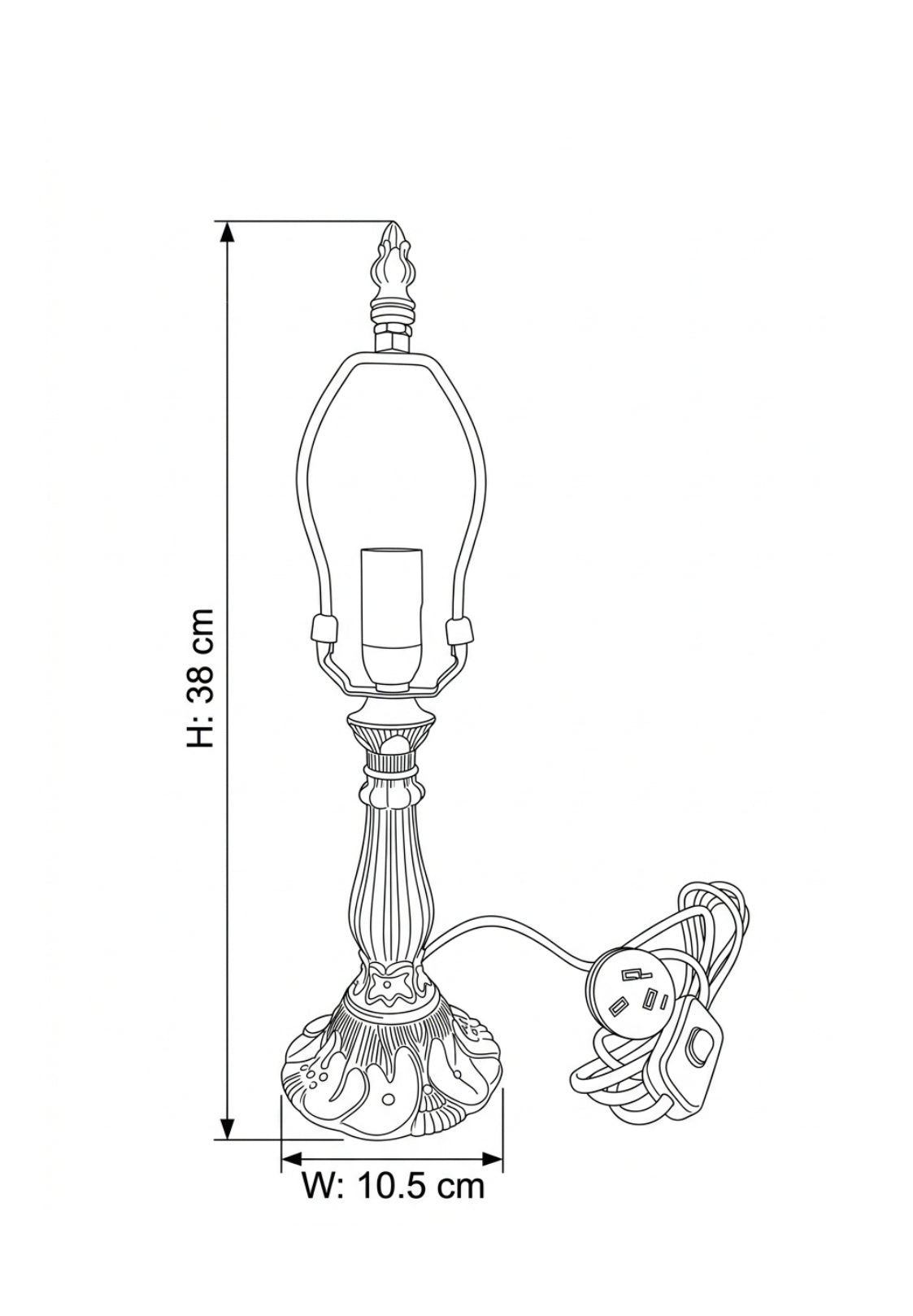 Metal Vintage Lamp Base  for 8" Wide Tiffany Mini Table Lamp