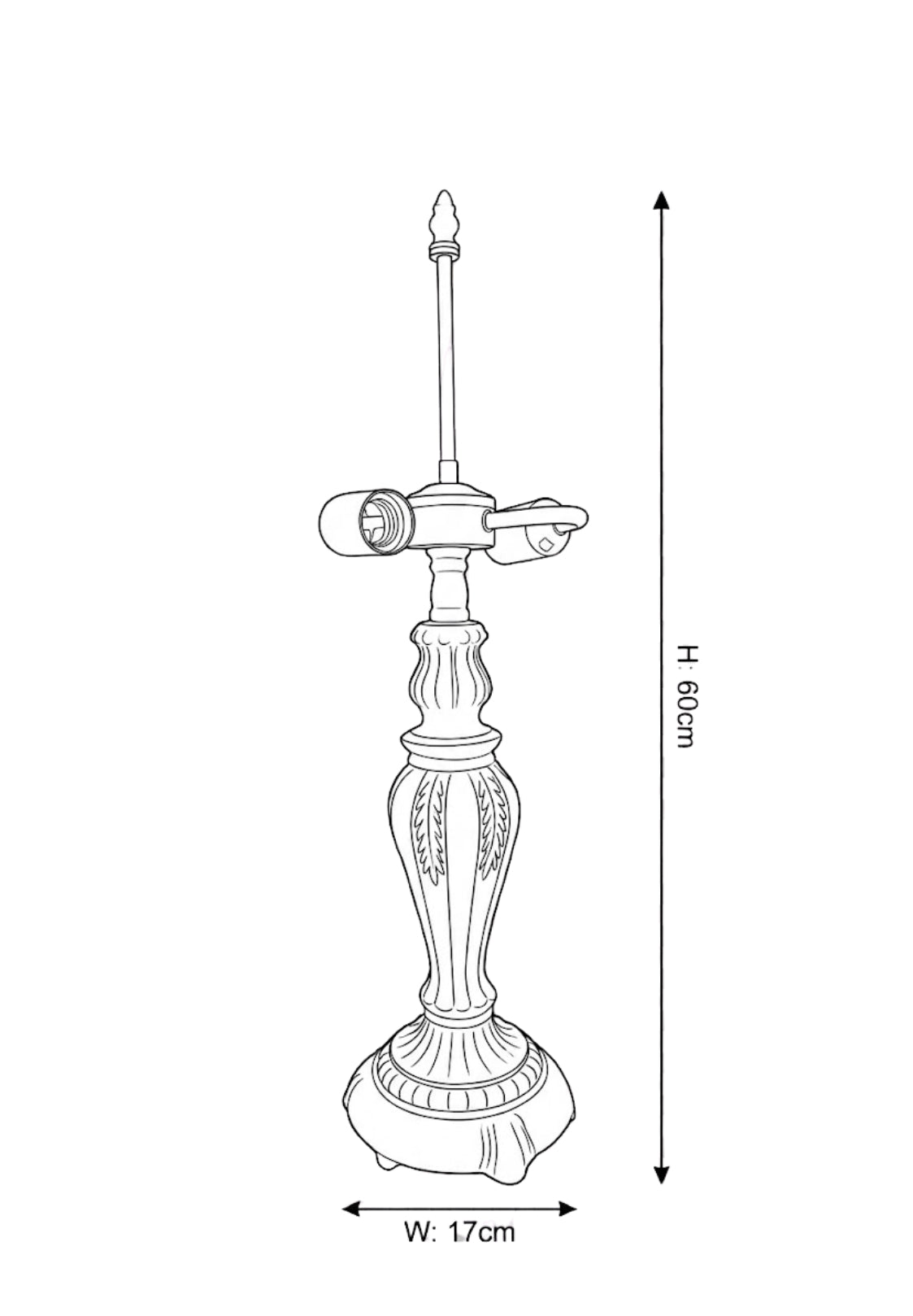 Zinc Alloy Vintage Table Lamp Base – Perfect for 16" Lampshade