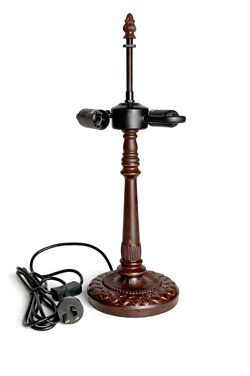 Art Nouveau Lotus Pedestal Metal Alloy Lamp Base – Antique Bronze Finish for 10" Tiffany Shades