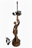 Victorian Lady Figurine Lamp Base - 3-Light Socket - Compatible with 18"-22" Large Tiffany Shades