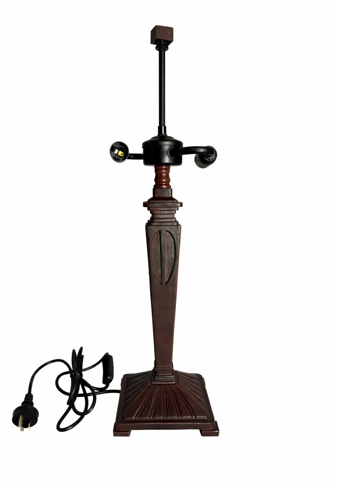 Mission Style Table Lamp Base for Square Tiffany Lamp Shade – Dual E14 Socket, Antique Bronze Finish