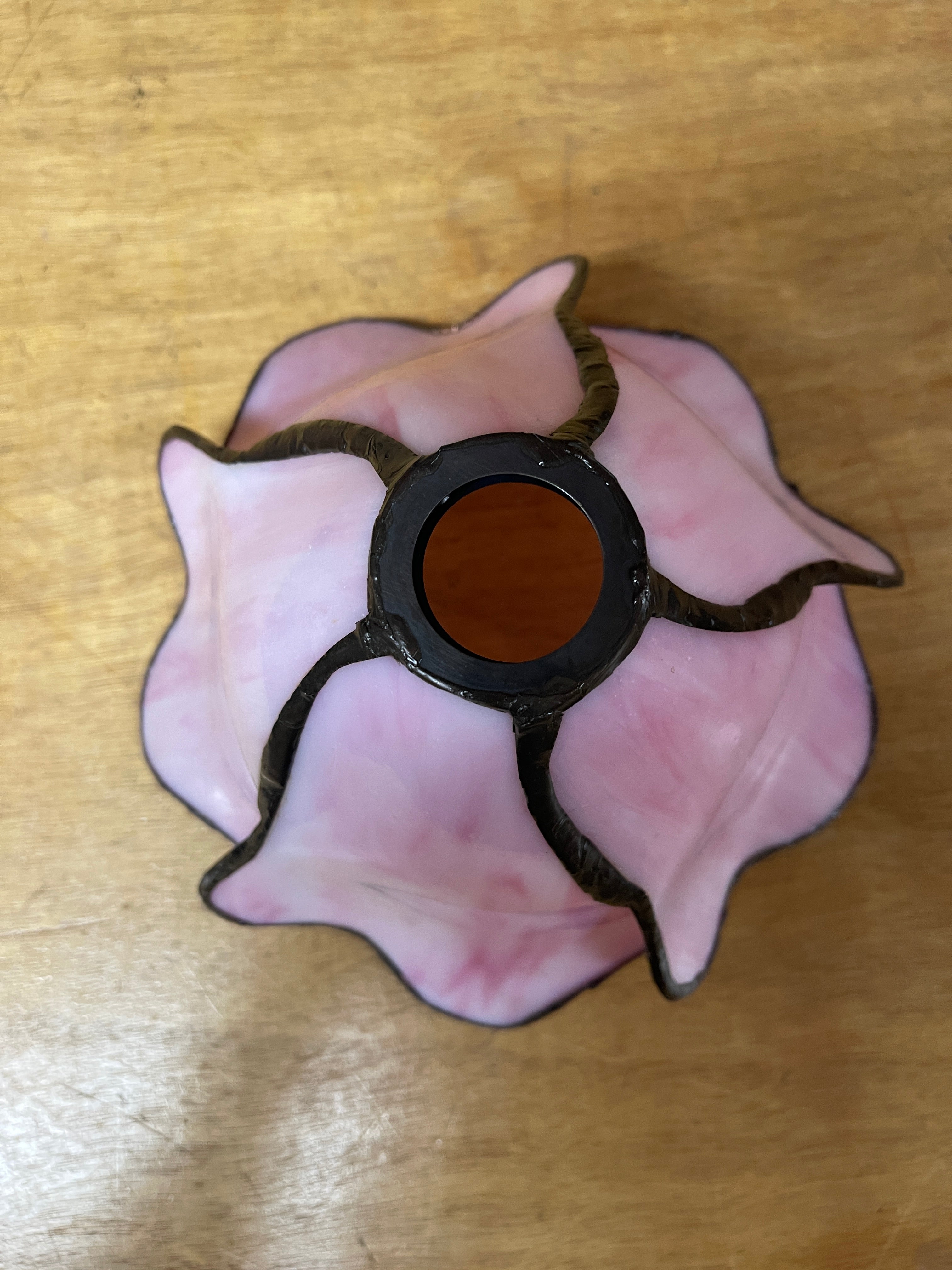 Double Lamp shade Flower Pink Water Lily Style Tiffany Table Lamp